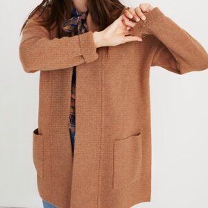 Madewell Women's S Camel Brown Spencer Sweater-Coat Merino Blend Pockets